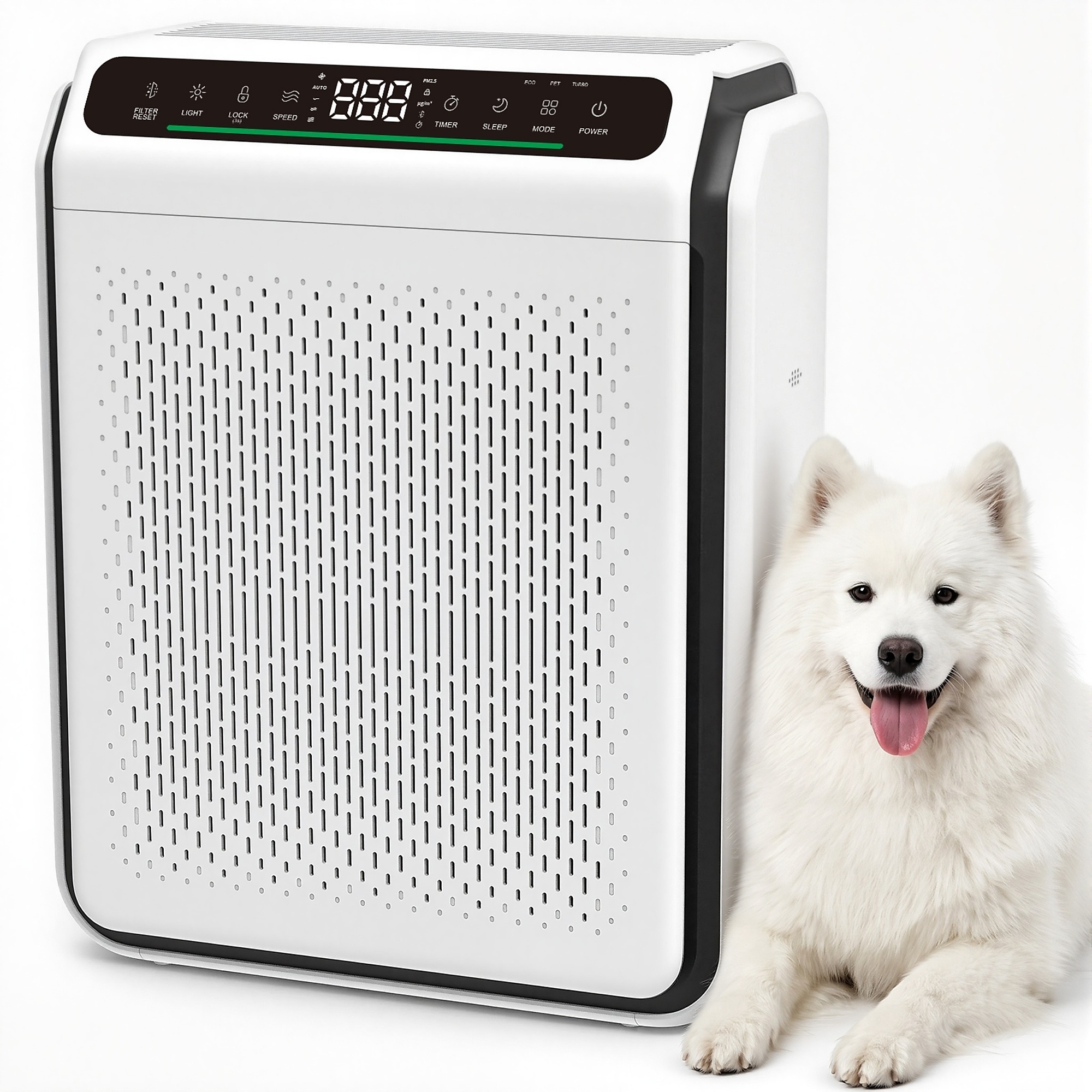 EdenDirect 2000 sq. ft. HEPA 13 True Air Purifier in White with 3 Fan Speeds, 24H Timer, Quiet